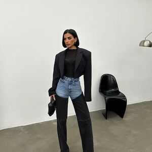 Black Blazer and Two-Tone Jeans